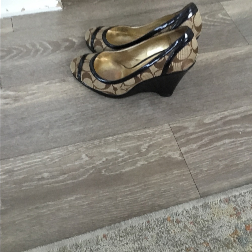 coach Brown Wedge Shoes Size 7.5B $40 - Picture 10 of 13